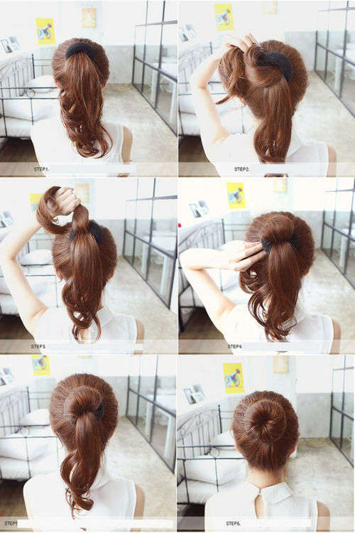 1PCS HAIR STYLING TOOLS BUN MAKER FOR DARK BROWN HAIR (L)  - FOR A PROFESSIONAL HAIRDRESSING STYLE