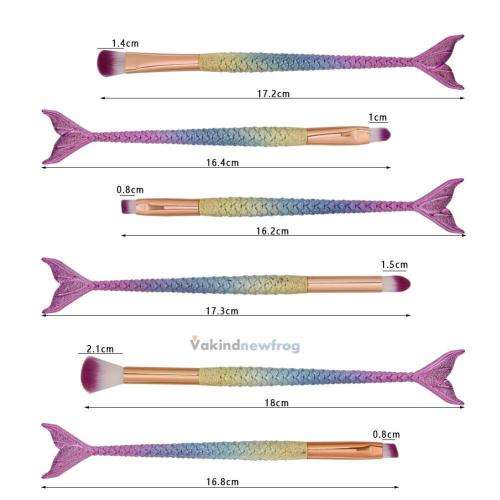 SET OF 6 piece MERMAID MAKE-UP  BRUSH KIT   - PROFESSIONAL TOOLS FOR YOUR MAKE-UP RAGIME