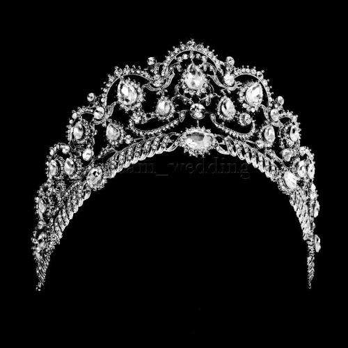 UNIQUE AND VERY DETAILED  SILVER PLATED BRIDE'S TIARA /CROWN WITH RHINESTONES   - BRIDAL TIARA