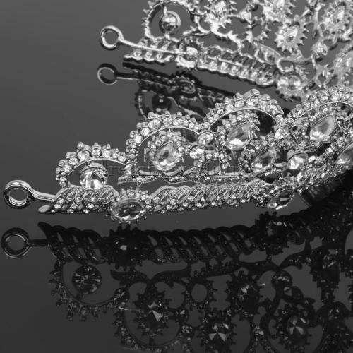 UNIQUE AND VERY DETAILED  SILVER PLATED BRIDE'S TIARA /CROWN WITH RHINESTONES   - BRIDAL TIARA