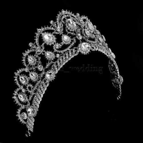 UNIQUE AND VERY DETAILED  SILVER PLATED BRIDE'S TIARA /CROWN WITH RHINESTONES   - BRIDAL TIARA