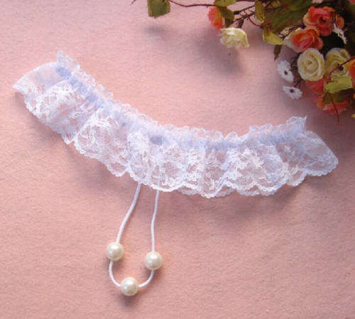 VERY SEXY PURE WHITE LACE THONG / G STRING WITH PEARLS
