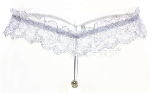VERY SEXY PURE WHITE LACE THONG / G STRING WITH PEARLS