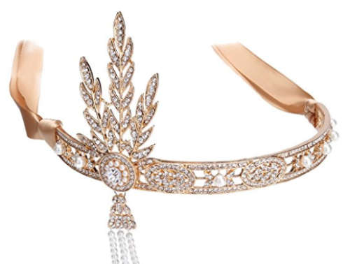EXQUISITE BRIDE'S  HAIR JEWELLERY TIARA - ROARING 1920'S VINTAGE STYLE GREAT GATSBY FLAPPER GOLD