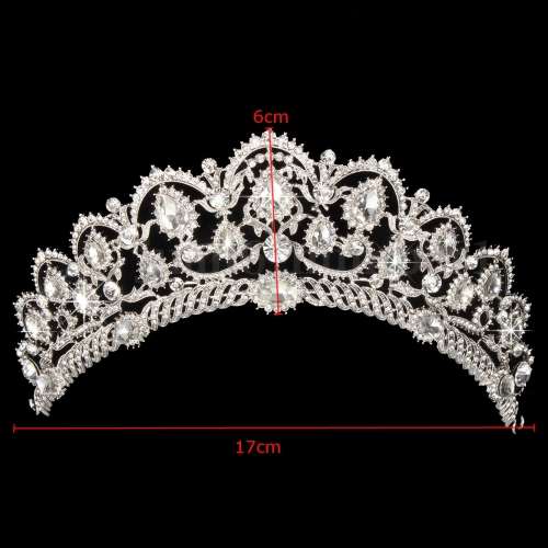 UNIQUE AND VERY DETAILED  SILVER PLATED BRIDE'S TIARA /CROWN WITH RHINESTONES   - BRIDAL TIARA