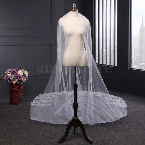 EXQUISITE AND LUXURIOUS   -  WHITE - 4M VEIL WITH SEQUINS AND LACE EDGE - WITH COMB - ALSO IN IVORY