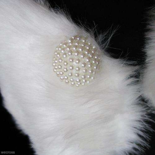 'WEDDING ACCESSORY" -   BRIDAL FAUX FUR SHOULDER SHAWL, WRAP, BOLERO  WITH PEARL CLASP