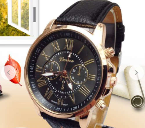 SALE!! GENEVA ROSE GOLD BLACK  DIAL WITH ROMAN NUMERALS QUARTZ ANALOG LADIES STUNNING WATCH