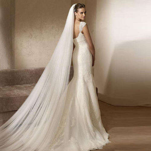 2M WHITE 1 TIER PLAIN EDGED BRIDE'S VEIL -SIMPLE AND ELEGANT