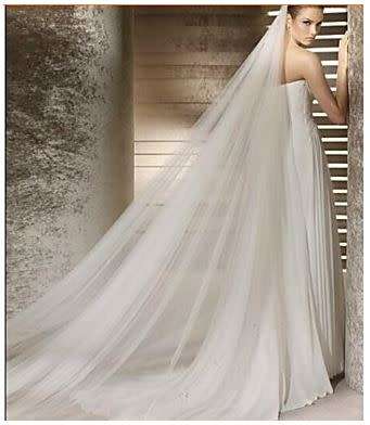 WHITE 3M   FULL LENGTH STRUCTURED CATHEDRAL VEIL WITH COMB  -INCLUDES  COMB