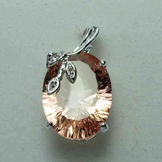 UNIQUELY EXQUISITE MORGANITE PENDANT CRAFTED IN SOLID STERLING SILVER - WITH OPTIONAL 925 S/S CHAIN
