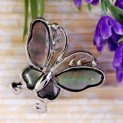 BLACK MOTHER OF PEARL SHELL BUTTERFLY PENDANT & SOLID 925 SILVER TIFFANY & CO BOX CHAIN