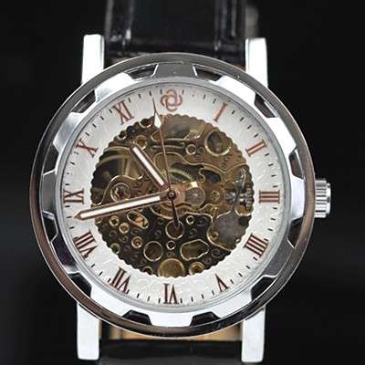 UNUSUAL MEN'S SKELETON WATCHA- AUTOMATIC MECHANICAL, ROSE GOLD
