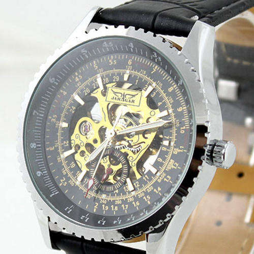 UNIQUE BLACK CHRONO LUXURY KINETIC SKELETON MENS WATCH
