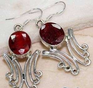 RUBY QUARTZ EARRINGS CRAFTED IN HALLMARKED 925 STERLING SILVER