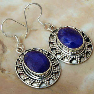 STUNNING SAPPHIRE EARRINGS WITH DETAILING IN HALLMARKED 925 SOLID STERLING SILVER