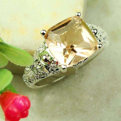 MARVELOUS MORGANITE CZ RING CRAFTED IN 925 STERLING SILVER