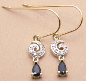 GENUINE SAPPHIRE & DIAMOND EARRINGS CRAFTED IN GOLD VERMEIL