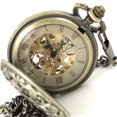 "IDEAL GIFT FOR CHRISTMAS" ENGRAVED DAD SKELETON POCKET WATCH