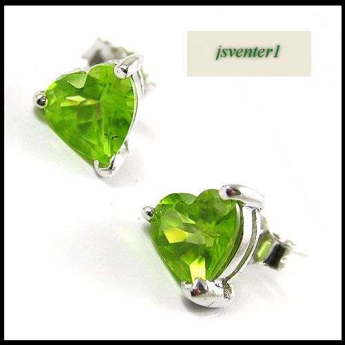 "GO GREEN" 2CT GENUINE PERIDOT STUD EARRINGS CRAFTED IN .925 SOLID STERLING SILVER