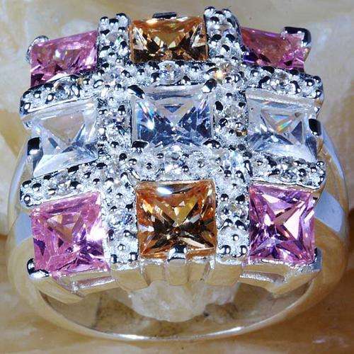 "& NOW FOR SOMETHING COMPLETELY DIFFERENT!" MULTI- CZ GEMSTONE RING IN 925 STERLING SILVER