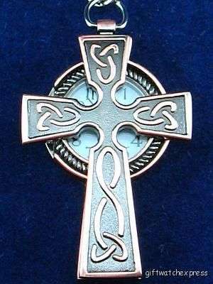 "RARE FIND" COPPER CROSS QUARTZ POCKET WATCH PENDANT WITH CHAIN & FREE KEYRING