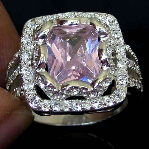 "PERFECT" PINK & WHITE SWAROVSKI CRYSTAL RING CRAFTED IN HALLMARKED 925 STERLING SILVER