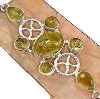 "R1100" GENUINE RARE GOLDEN RUTILATED TOURMALINE BRACELET CRAFTED IN HALLMARKED 925 STERLING SILVER
