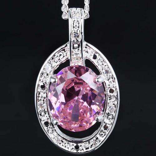 "STOCK CLEARANCE - GREAT PRICES!" PINK QUARTZ & WHITE QUARTZ PENDANT & CHAIN