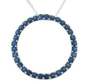 LARGE "CIRCLE OF LOVE" 32PCS BLUE SAPPHIRE CZ PENDANT CRAFTED IN 925 STERLING SILVER & CHAIN