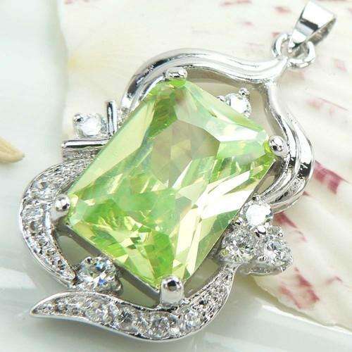 "PERFECT" PERIDOT QUARTZ & WHITE QUARTZ PENDANT CRAFTED IN 925 STERLING SILVER