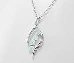 GENUINE WHITE DIAMOND & OPAL PENDANT & CHAIN CRAFTED IN 925 STERLING SILVER