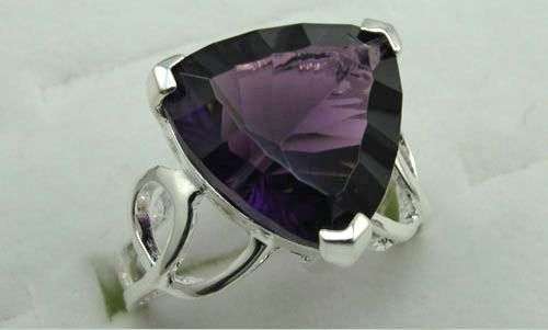 CREATED AMETHYST RING CRAFTED IN HALLMARKED .925 SILVER