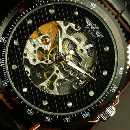 MENS WINNER MECHANICAL LUXURY CLASS FACE BLACK WRIST WATCH