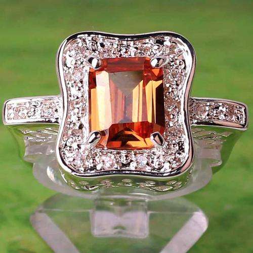 MORGANITE CZ & WHITE TOPAZ CZ RING CRAFTED IN HALLMARKED 925 STERLING SILVER
