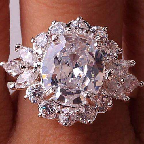 JUNOSQUE WHITE TOPAZ CZ RING CRAFTED IN HALLMARKED 925 STERLING SILVER