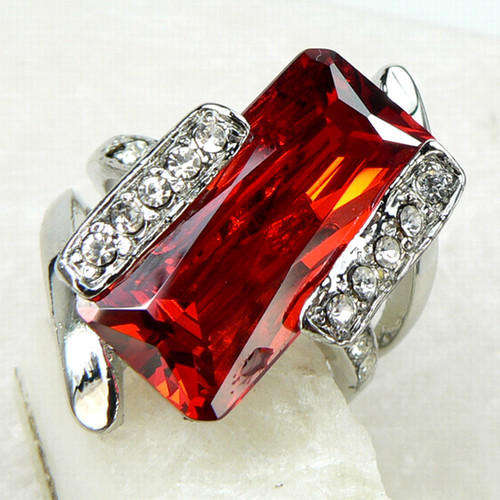 RAVENOUS RECTANGULAR RUBY QUARTZ RING CRAFTED IN .925 STERLING SILVER