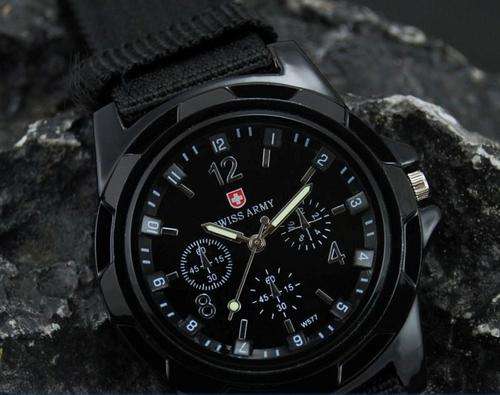 "GUY GIFT!!" SWISS ARMY MILITARY BLACK PILOTS WATCH WITH FABRIC STRAP