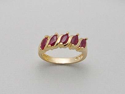 "RRP  R4395" GENUINE MARQUISE RUBY GEMSTONE RING CRAFTED IN 14K ITALIAN GOLD VERMEIL