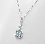 GENUINE SKY BLUE TOPAZ & WHITE DIAMOND PENDANT CRAFTED IN 925 STERLING SILVER