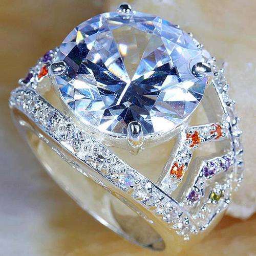 **CHRISTMAS SPECIAL** WHITE & MULTI- QUARTZ RING CRAFTED IN HALLMARKED 925 STERLING SILVER