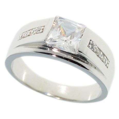BELOW COST SALE!! MEN'S SOLID STERLING SILVER RING SET WITH CZ'S