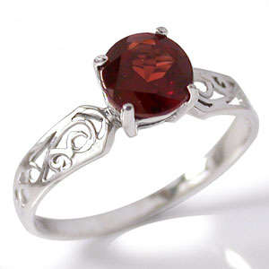 2ct. NATURAL GARNET SOLITAIRE FILIGREE RING CRATED IN 925 STERLING SILVER