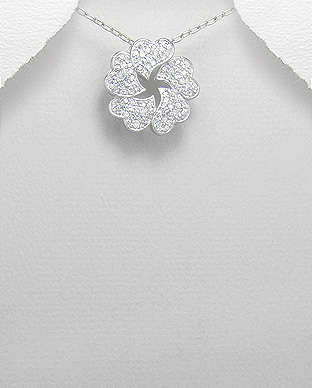 "REDUCED TO CLEAR" INTERLOCKING HEARTS WHITE CZ PENDANT CRAFTED IN .925 STERLING SILVER