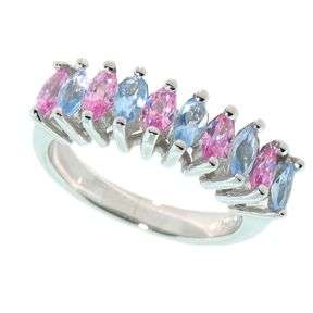 2.4cts MARQUISE CUT PINK & BLUE CZ RING CRAFTED IN SOLID 925 STERLING SILVER
