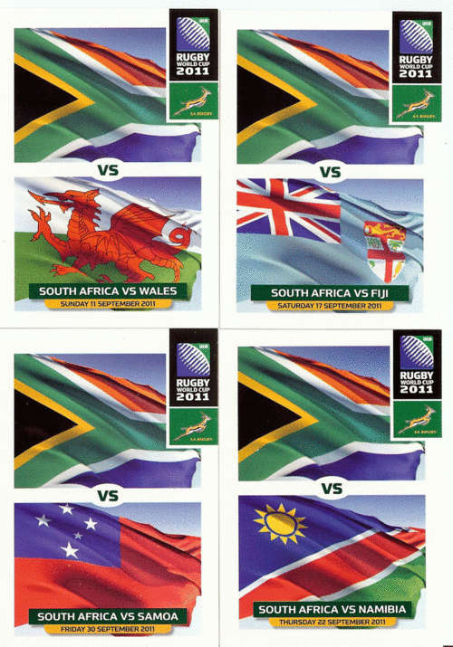 2011 Rugby World Cup - All 4 Pool Cards 2011 No 51/52/53/54 New