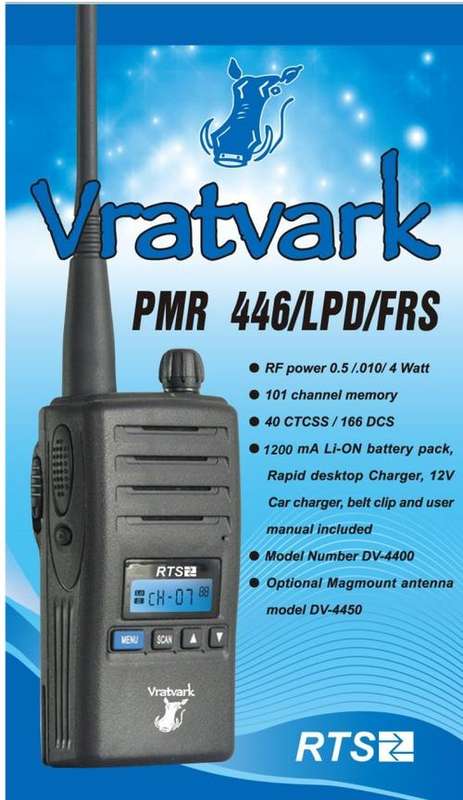 Vratvark Basic PMR446/LPD/FRS; 400.000MHz---470.000MHz as "NEW" MARKED DOWN