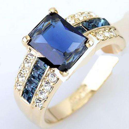 Stunning Sapphire Ring (durable gold plated) NOT GOLD/ NO ACTUAL PICS