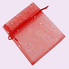 Organza Bags - 12cm x 10.5cm -  sparkling Red