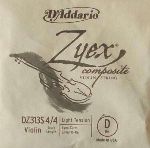 D'Addario Zyex Violin String - Single D String [Full Size, Light Tension]